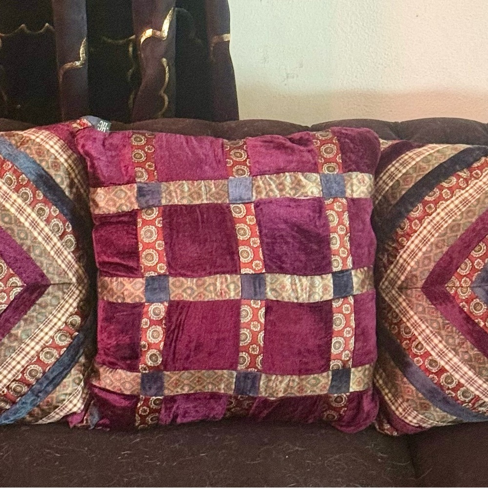 Luxurious Burgundy and Gold Accent Pillow Set of 3